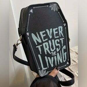 Beetlejuice Never Trust The Living Purse Bag Crossbody 9.25”x6.30”Tim Burton NEW